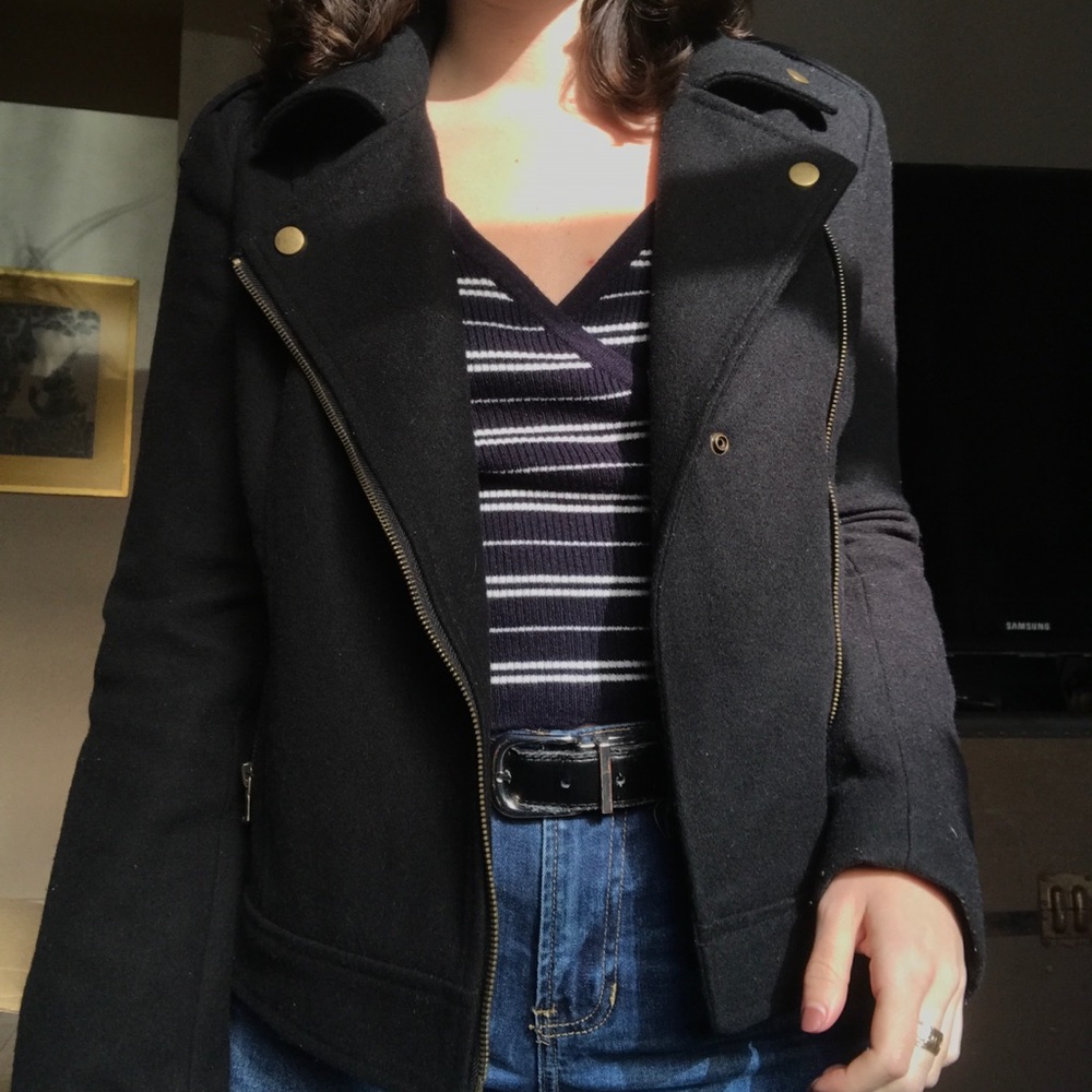Black Wool Moto Jacket
